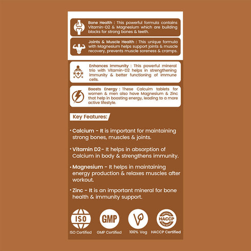 Dr. Morepen Calcium+ Advanced Tablets with Vitamin | D2 Magnesium & Zinc